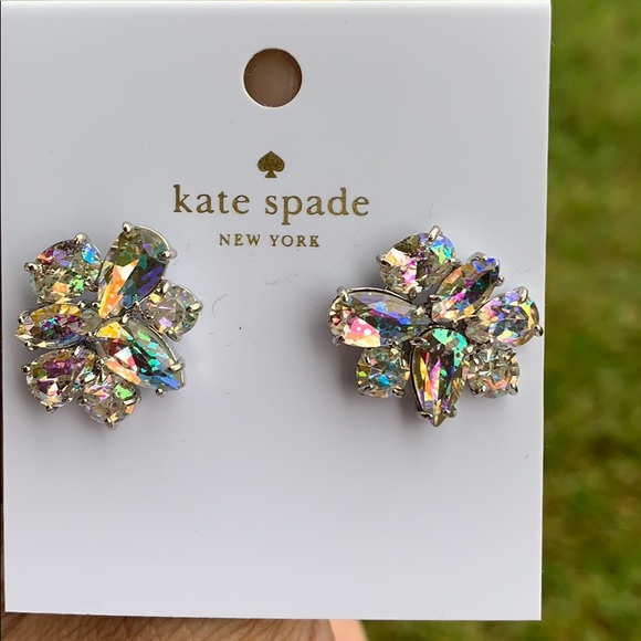 kate spade Jewelry - Kate Spade Earrings White Patina Clear